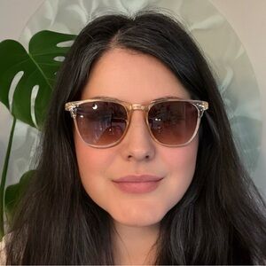 Meet Glasses Clear Nude Square Sunglasses with Brown Gradient Lenses Unisex (2)